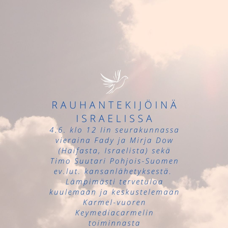 Kuvassa rauhankyyhky ja tekstitietoa tapahtumasta