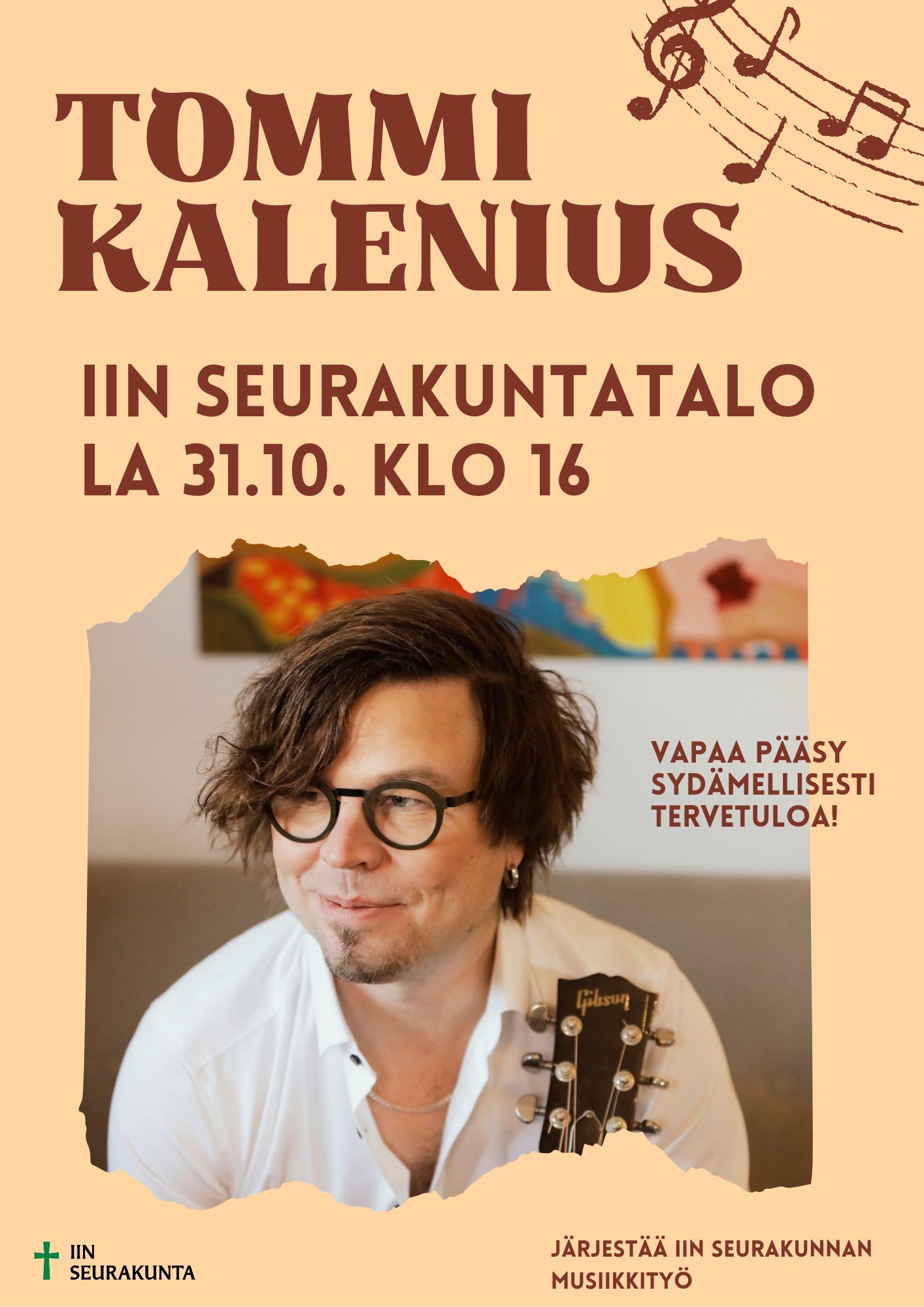 Tommi istuu kitara kädessään