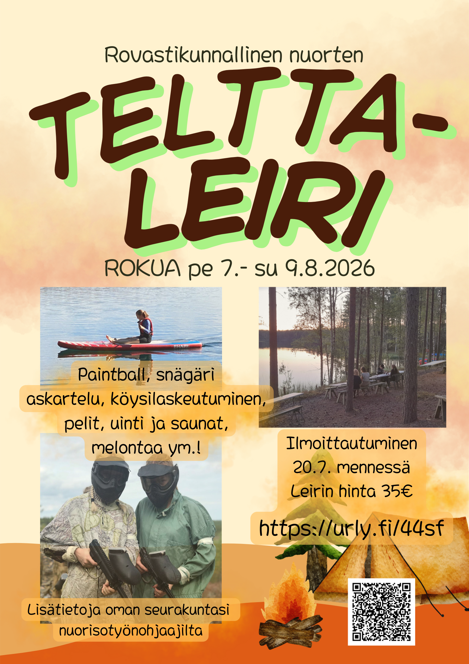 Rovastikunnallinen nuorten telttaleiri mainos.